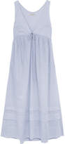 Thumbnail for your product : Three Graces London - Lindera Pleated Cotton-voile Nightdress - Light denim