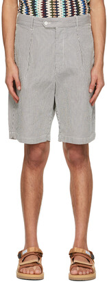 Engineered Garments Navy & White Seersucker Stripe Sunset Shorts