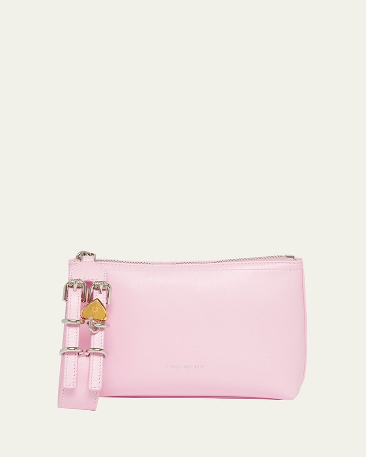 Givenchy Voyou Small Pouch Bag in Leather with Buckle and Heart Lock Wristlet
