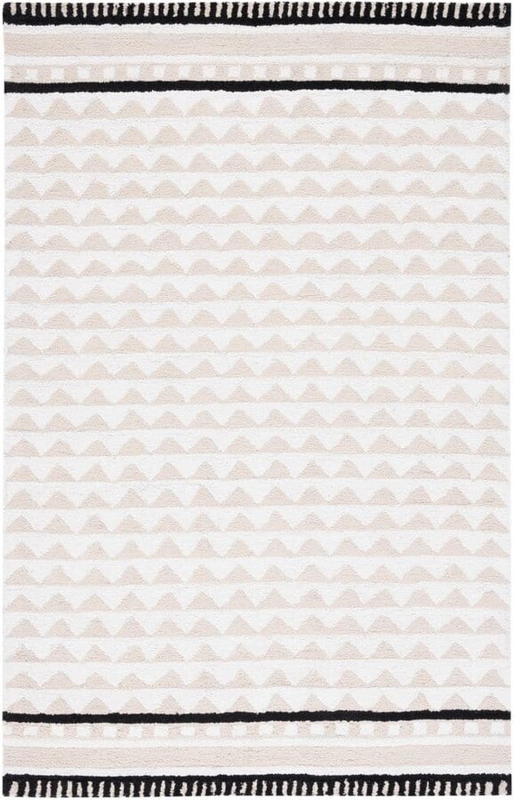 Capri 8 ft. x 10 ft. Ivory/Beige Border Triangle Area Rug
