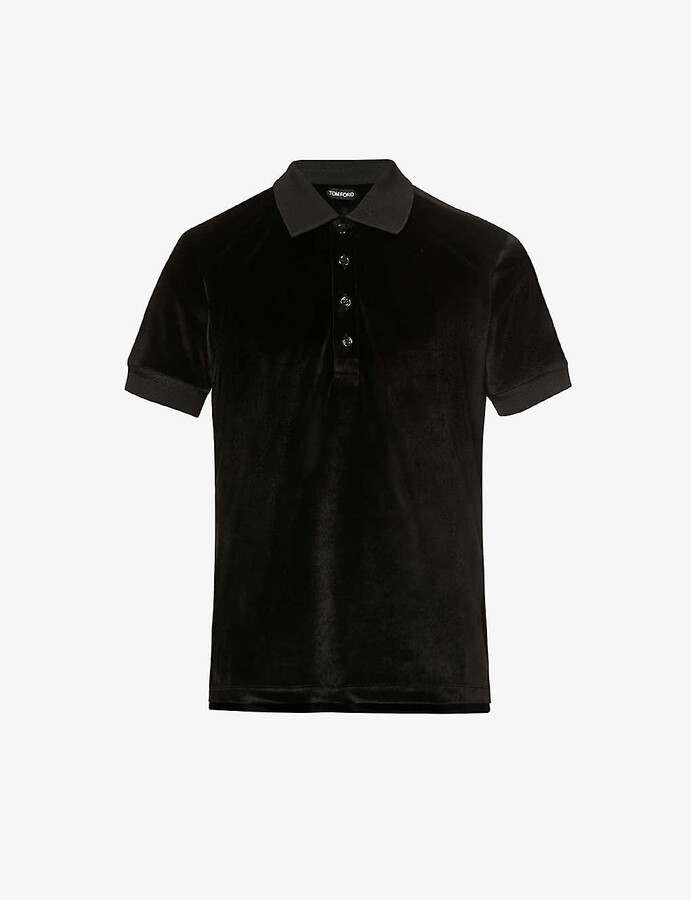 Tom Ford Slim-fit velour polo shirt - ShopStyle