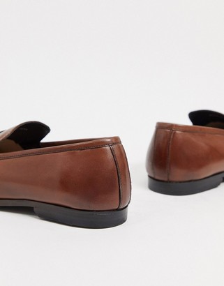 Walk London raphael bar loafers in brown leather
