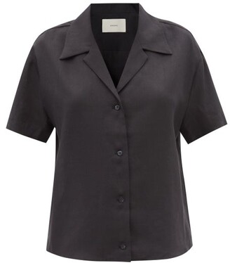 ASCENO Prague Short-sleeved Organic-linen Shirt - Black