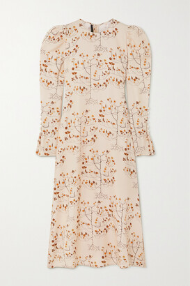 Mother of Pearl + Net Sustain Athena Faux Pearl-embellished Floral-print Tencel Lyocell-twill Midi Dress - Ivory