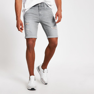 mens skinny ripped shorts