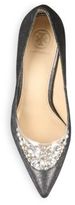 Thumbnail for your product : Tory Burch Delphine Leather & Crystal Point-Toe Pumps