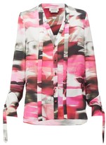 Thumbnail for your product : Alexander McQueen Rose-print Silk Pussy-bow Blouse - Pink Print