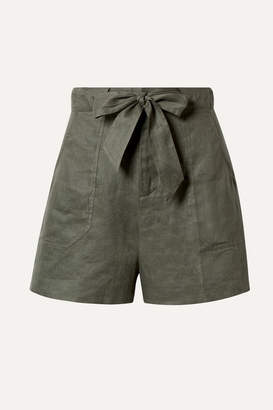 Equipment Taimee Belted Linen Shorts - Army green