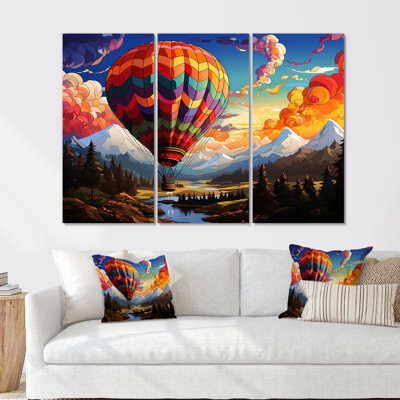 Dakota Fields Pop Art Hot Air Balloons Aerial Views - Hot Air Balloon Canvas Art Set