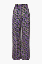 Thumbnail for your product : Lela Rose Floral-print Satin-twill Wide-leg Pants