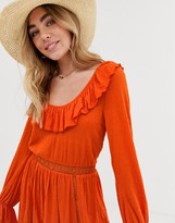 Thumbnail for your product : ASOS DESIGN extreme scoop neck sundress with lace trim