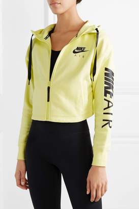 Nike Air Cropped Printed Cotton-blend Fleece Hoodie - Chartreuse