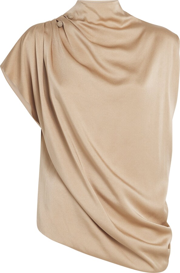 Fabiana Filippi Satin Asymmetric Ruched Top