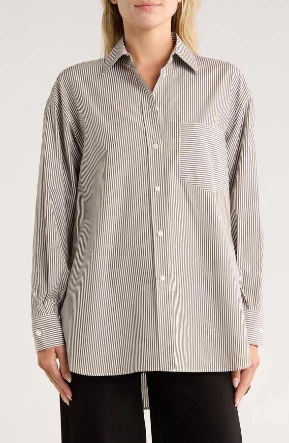 Rag & Bone Maxine Stripe Oversize Poplin Button-Up Shirt