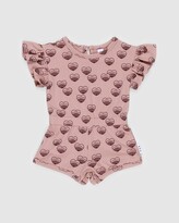 Thumbnail for your product : Huxbaby Girl's Pink Shortsleeve Rompers - Rainbow Hearts Playsuit - Kids