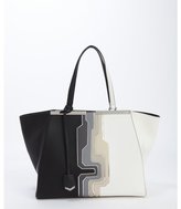 Thumbnail for your product : Fendi black and white leather '3Jours' engraved logo plate tote
