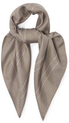 Totême Monogram-embroidered Silk-twill Scarf - Grey - ShopStyle Scarves