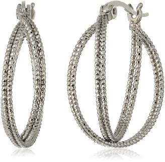 T Tahari Double Wire Textured Hoop Earrings