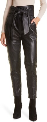 Veronica Beard Izera Belted Leather Pants