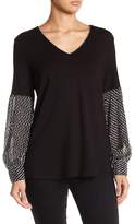 Thumbnail for your product : Democracy Mixed Media Blouson Sleeve Blouse