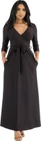 Thumbnail for your product : Stylish FABRIC Women's Surplice Neckline Satin Maxi 3/4 Sleeve with Side Pocket for Prom