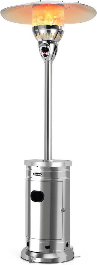 Costway Patio Propane Heater Stainless Steel 48,000 BTU with Table and Wheels