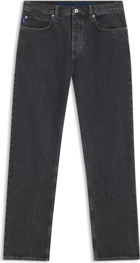 Baggy-fit jeans in black denim with faded logo