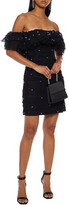 Thumbnail for your product : Dundas Off-the-shoulder pompom-embellished point d'esprit mini dress