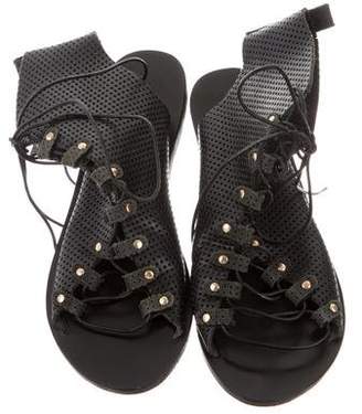 Ancient Greek Sandals Ancient Greek Perforated Leather Lace-Up Sandals