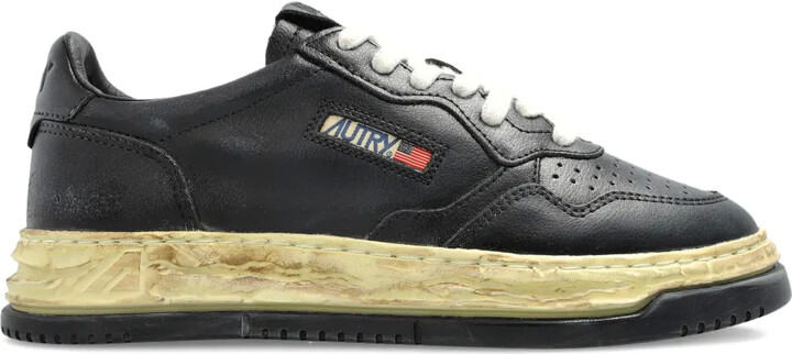 AUTRY Leather Distressed-Sole Sneakers