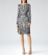 Thumbnail for your product : Reiss 1971 Sonya ANIMAL PRINT BODYCON DRESS BLUE