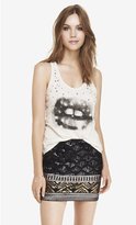 Thumbnail for your product : Express Studded Lace Back Graphic Tank - Starred Lips