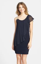 Thumbnail for your product : Betsy & Adam Chiffon Overlay Shutter Pleat Dress