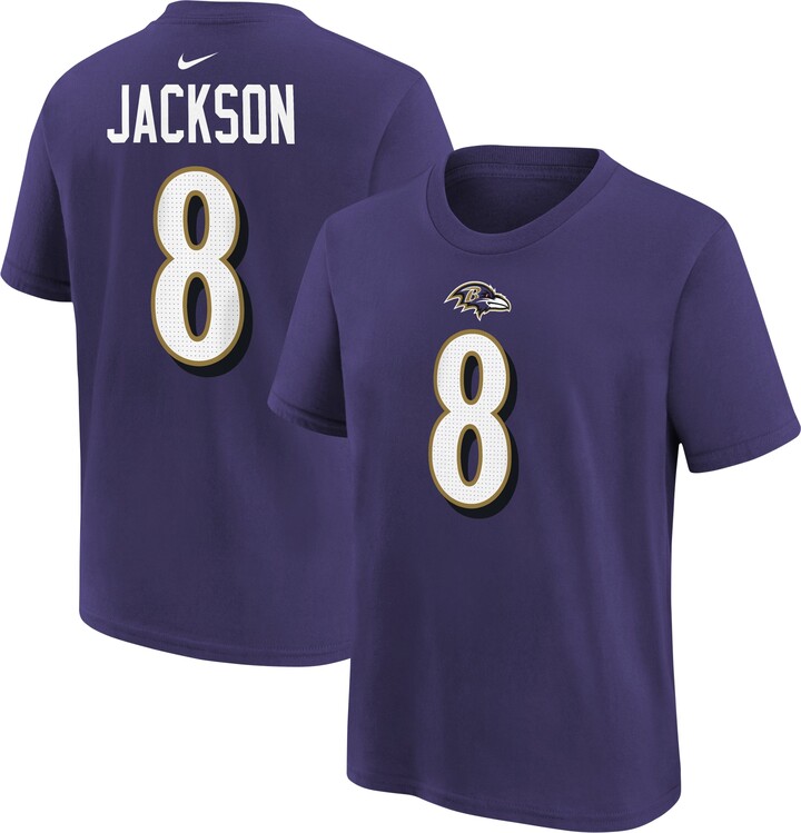 Youth Nike Lamar Jackson Purple Baltimore Ravens Player Name & Number T-Shirt
