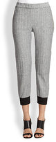Thumbnail for your product : L'Agence LA'T by Cropped Linen & Cotton Track Pants