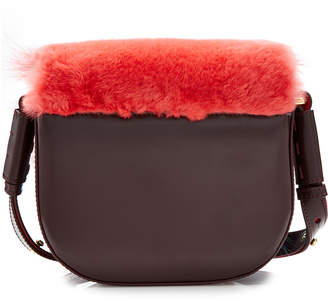 Paula Cademartori Leather Shoulder Bag with Fur