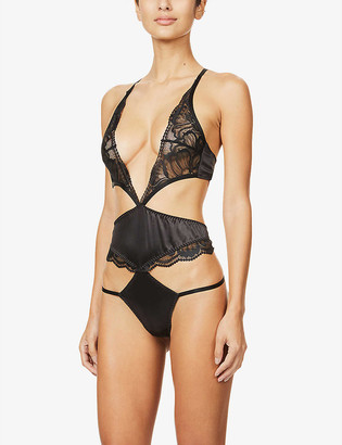 Muse By Coco De Mer Serena satin and lace bodysuit
