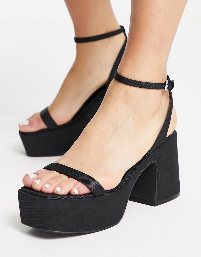 Topshop Rebecca platform tubular tie sandals in black - ShopStyle