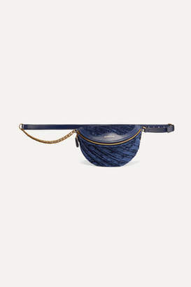 Balenciaga Souvenir Xxs Aj Velvet And Leather Belt Bag - Navy
