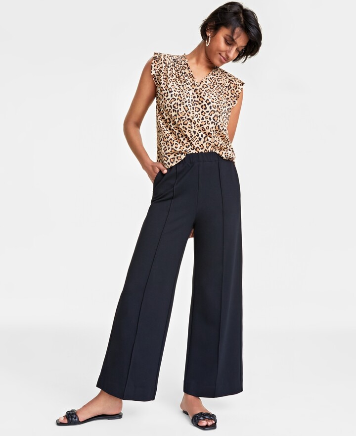 On 34th Women's Ponte Pull-On Wide-Leg Pants, Created for Macy's ...