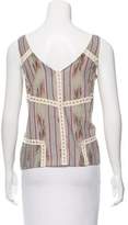 Thumbnail for your product : Suno Crochet-Trimmed Ikat Print Top