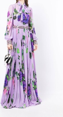 Dolce & Gabbana Floral Print Crystal-Embellished Gown