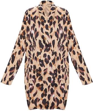 PrettyLittleThing Leopard Oversized Loose Fit Blazer Dress