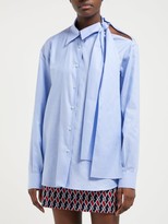 Thumbnail for your product : Prada Cut-out Cotton-poplin Shirt - Womens - Blue