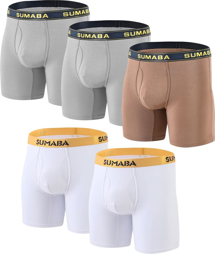 BIATWOWR White Men Underpants Boxers Bamboo Mens Boxer Shorts