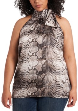 1 STATE Trendy Plus Size Printed Sleeveless Top