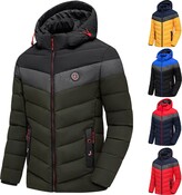 Thumbnail for your product : HULKAY Men's Zip Up Waterproof Puffer Jacket with Removable Hood Color Block Padded Down Jacket Zipper Pockets Winter Coat(Army Green 3XL)