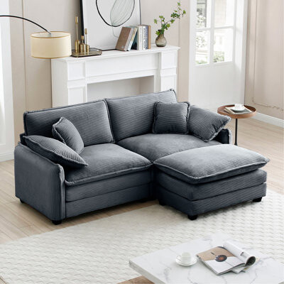 Two-Seater Sofa With One Footrest
