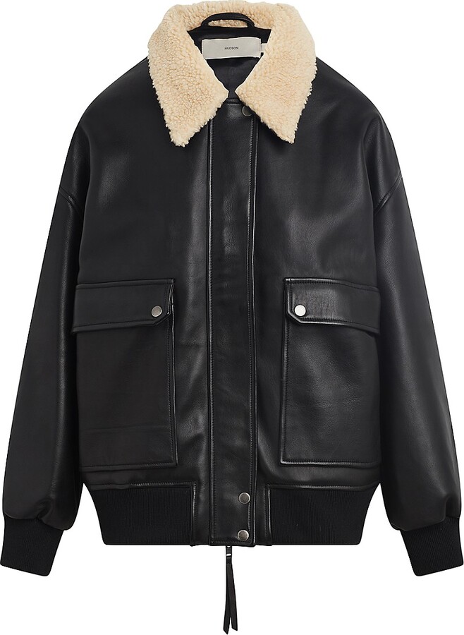 Hudson Oversized Leather Bomber Jacket ShopStyle