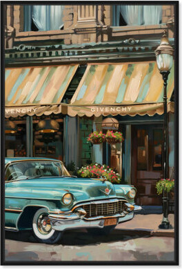 Art Remedy Classic Car Store Visit II Canvas